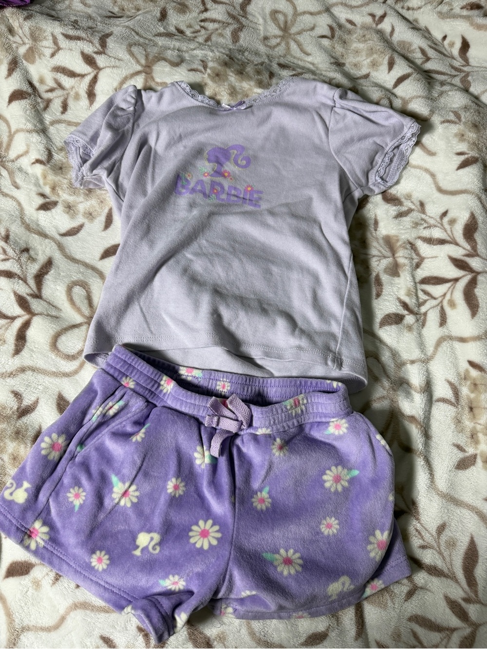 Barbie Lilac Floral Short Pajama Set